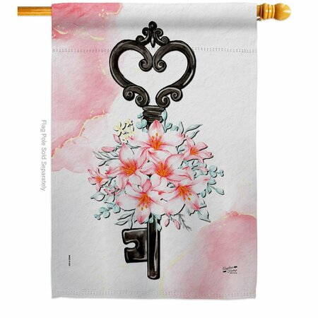 PATIO TRASERO Key of Bouquet Floral Double-Sided Garden Decorative House Flag, Multi Color PA3888945